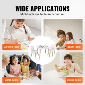 kids table and 2 chairs set, toddler table and chair set, children multi activity table for art, craft, reading, learning, 1 table and 2 chairs