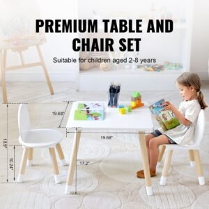 kids table and 2 chairs set, toddler table and chair set, children multi activity table for art, craft, reading, learning, 1 table and 2 chairs