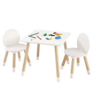 kids table and 2 chairs set, toddler table and chair set, children multi activity table for art, craft, reading, learning, 1 table and 2 chairs