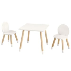 kids table and 2 chairs set, toddler table and chair set, children multi activity table for art, craft, reading, learning, 1 table and 2 chairs
