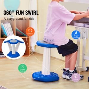 kids wobble chair, active chair with sponge cushion, wobble stool improves focus, posture and calm children, ideal for schools and home, age 7 14, blue
