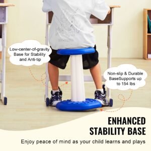 kids wobble chair, active chair with sponge cushion, wobble stool improves focus, posture and calm children, ideal for schools and home, age 7 14, blue