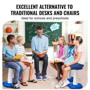 kids wobble chair, active chair with sponge cushion, wobble stool improves focus, posture and calm children, ideal for schools and home, age 7 14, blue