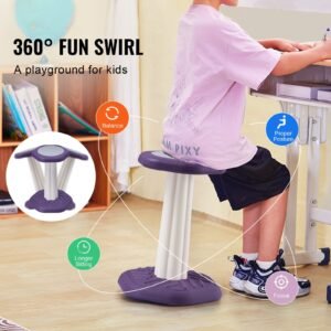 kids wobble chair, active chair with sponge cushion, wobble stool improves focus, posture and calm children, ideal for schools and home, age 7 14, purple