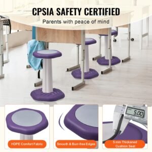 kids wobble chair, active chair with sponge cushion, wobble stool improves focus, posture and calm children, ideal for schools and home, age 7 14, purple