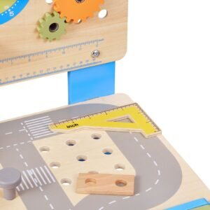 Kids Workbench, 62 pcs, Wooden Tool Bench for Kids 3 Years and Up, Toddler Toy Workbench with Realistic Tools, Building Toy Set Creative & Educational Construction Toy for Boys & Girls