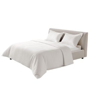 King Duvet Cover Set, 100% Cotton, 3 Pieces Bedding Set King Size with 1 Duvet Cover 104 x 90 in and 2 Pillow Shams 20 x 36 in, Soft Breathable, Double Zipper Closure, for Home Bedding, White