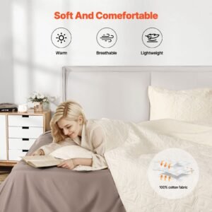 king quilt set, 3 piece lightweight comforter, cotton king size quilt bedding set, beige bedspreads with 1 quilt and 2 pillow shams, lightweight bedspread coverlet bedding set, for all season