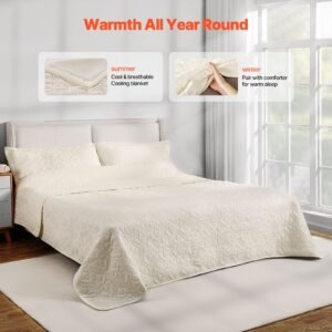 king quilt set, 3 piece lightweight comforter, cotton king size quilt bedding set, beige bedspreads with 1 quilt and 2 pillow shams, lightweight bedspread coverlet bedding set, for all season