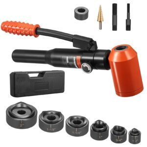 Knockout Punch Set, 10 Ton Hydraulic Knockout Set, 1/2" to 2" KO Tool Kit Hole Making Tool, KO Tools Kit W/6 Dies for Metal Electrical Cabinets, Electrical Control Cabinets, Switch Cabinets
