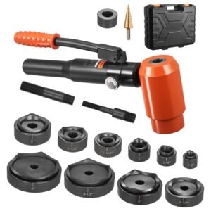 Knockout Punch Set, 15 Ton Hydraulic Knockout Set, 1/2" to 4" KO Tool Kit Hole Making Tool, KO Tools Kit W/10 Dies for Metal Electrical Cabinets, Electrical Control Cabinets, Switch Cabinets