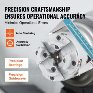kp96 lathe chuck, 4 jaw 3.75" diameter, metal lathe chuck turning machine accessories, self centering tool, for lathe, precision machining, grinding machines, milling machines