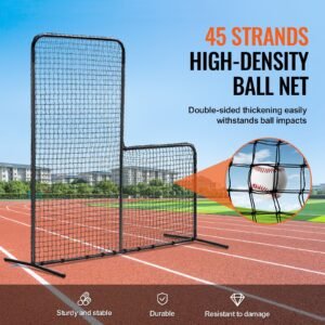 l screen baseball for batting cage, 7x7 ft baseball softball safety screen, body protector portable batting screen with carry bag & ground stakes, heavy duty pitching net for pitchers protection