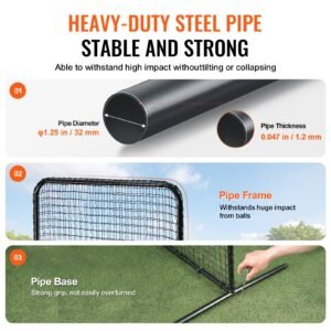 l screen baseball for batting cage, 7x7 ft baseball softball safety screen, body protector portable batting screen with carry bag & ground stakes, heavy duty pitching net for pitchers protection