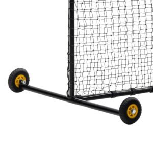 l screen baseball for batting cage, 7x7 ft softball safety screen, body protector portable batting screen with carry bag, wheels, ground stakes, heavy duty pitching net for pitchers protection