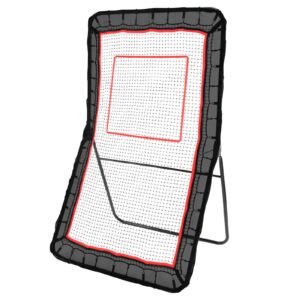 lacrosse rebounder for backyard, 4x7 ft volleyball bounce back net, pitchback throwback baseball softball return training screen, adjustable angle shooting practice training wall with target