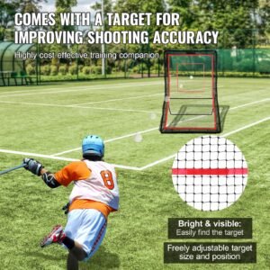lacrosse rebounder for backyard, 5x7 ft volleyball bounce back net, pitchback throwback baseball softball return training screen, adjustable angle shooting practice training wall with target