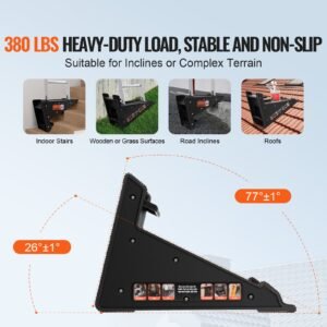 ladder levler, 380lbs load pp ladder leveling tool, pitch hopper, stair ladder stabilizer with storage, easy to use stable platform for all surfaces,extension ladder accessory for uneven ground