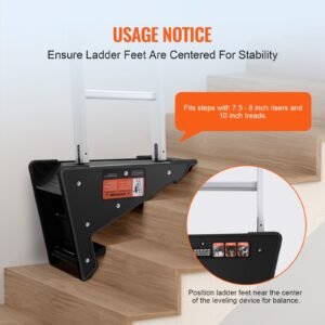 ladder levler, 380lbs load pp ladder leveling tool, pitch hopper, stair ladder stabilizer with storage, easy to use stable platform for all surfaces,extension ladder accessory for uneven ground