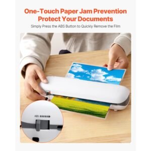 laminator machine, thermal laminator for max a4 paper size, 3 4 min quick warm portable laminator, 3 5 mil thickness, ideal for home, office, business, or school supplies, white + grey