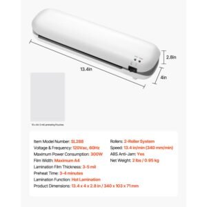 laminator machine, thermal laminator for max a4 paper size, 3 4 min quick warm portable laminator, 3 5 mil thickness, ideal for home, office, business, or school supplies, white + grey