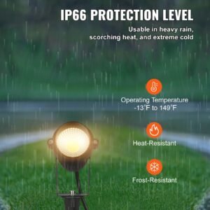 landscape lighting, 6w low voltage led landscape lights, ip66 waterproof landscape spotlights yard lawn garden pathway outdoor lights 12v 24v 450lm warm white 3000k (12 pack with connectors)