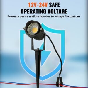 landscape lighting, 6w low voltage led landscape lights, ip66 waterproof landscape spotlights yard lawn garden pathway outdoor lights 12v 24v 450lm warm white 3000k (12 pack with connectors)