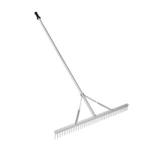 landscape rake, 36" head aluminum landscape rake, lake weed rake with 75" long handle, for loosening soil, lawn care, weeding lake, garden, pond