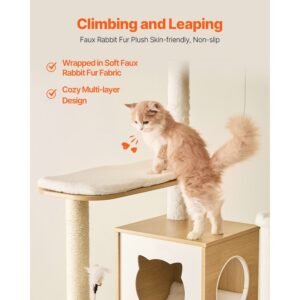 large cat tree, 68.9 inches tall, cat tower, multi level cat condo furniture activity center with cozy perches, sisal scratching posts, hammock, big kittens house for indoor cats play & rest