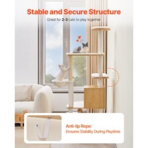 large cat tree, 68.9 inches tall, cat tower, multi level cat condo furniture activity center with cozy perches, sisal scratching posts, hammock, big kittens house for indoor cats play & rest
