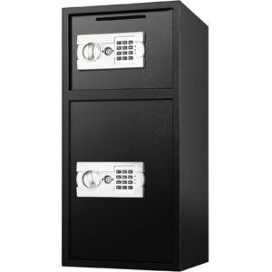 large double door security safe box 2.6 cubic feet steel safe box strong box with digital lock for money gun jewelry black