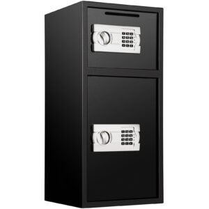 large double door security safe box 2.6 cubic feet steel safe box strong box with digital lock for money gun jewelry black