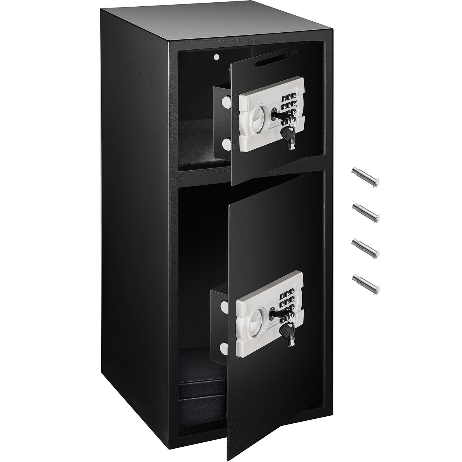 large double door security safe box 2.6 cubic feet steel safe box strong box with digital lock for money gun jewelry black