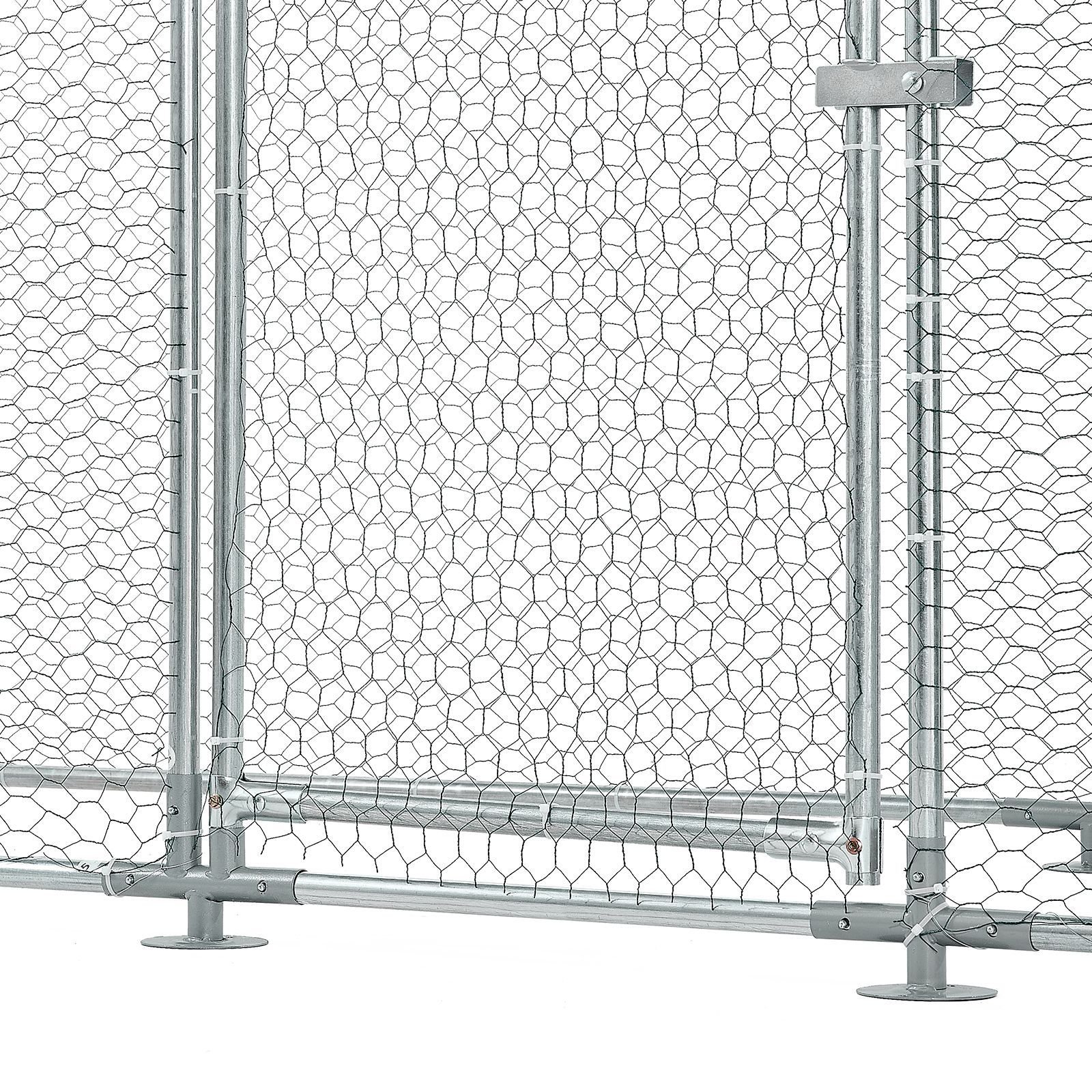 large metal chicken coop,9.8 x 3.3 x 6.6 ft, walk in chicken run house with waterproof cover & sturdy frame, spire roof poultry cage duck pen for rabbit hen goose outdoor backyard farm use
