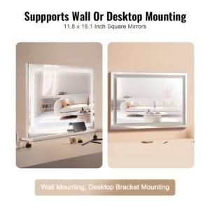 large vanity mirror with lights, three color lighting modes, lighted makeup led mirror,5x magnification,usb port,smart touch control,desktop wall mounted (31.5x21.7 in, white)