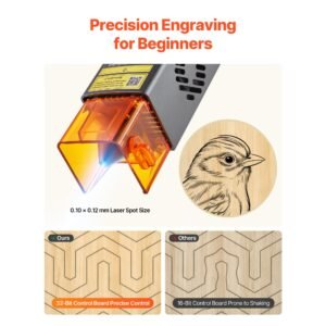 laser engraver, 10w, laser engraving and cutting machine with enclosure, laser cutter engraver machine, 11.8 x 11.8 in working area, 7000 mm/min, for wood, leather, glass, certain metal, class 1