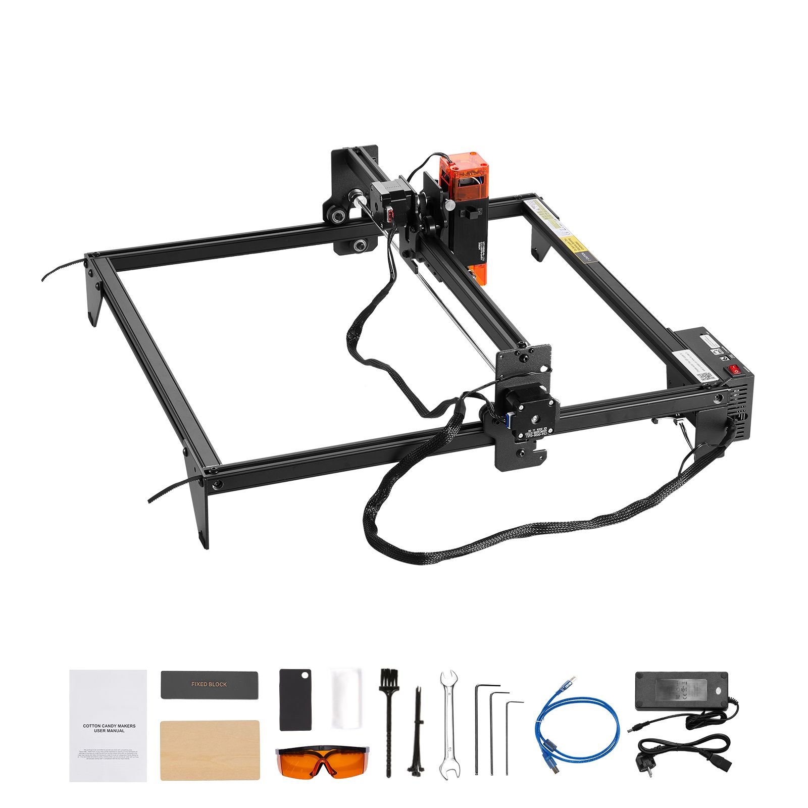 laser engraver, 10w output, laser engraving cutter machine, 14.9 x 15.7 in/38 x 40 cm working area, 10000 mm/min movement speed, compressed spot with eye protection, for wood, certain metal