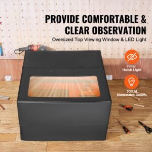 laser engraver enclosure, 31.5 x 31.5 x 19.6", flame retardant and fireproof protective cover, with exhaust fan and pipe, insulates smoke, noise and eye protection, fits for most laser engraver