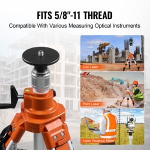 laser level tripod stand, 5/8" 11 thread mount, 27.16 67.71 inch height adjustment heavy duty survey tripod, with level bubble & diffusion limiter , liftable non skid feet for construction