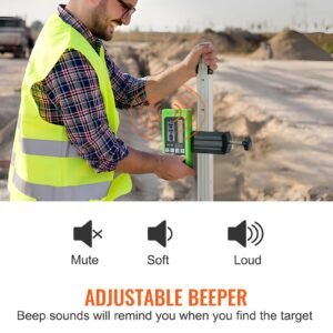 laser receiver, 197 ft working range, green laser and red beam detector for pulsing line lasers, customizable speaker & dual lcd display & built in bubble level with clamp for laser level