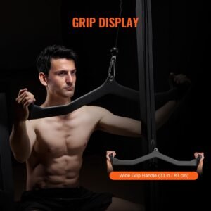 lat pulldown attachment, cable machine rowing v bar attachment, tricep pull down bar, back strength training rubber coated handle grip, bicep curl tricep lat pulldown bar for home gym fitness