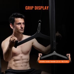 lat pulldown attachment, cable machine rowing v bar attachment, tricep pull down bar, back strength training rubber coated handle grip, bicep curl tricep lat pulldown bar for home gym fitness
