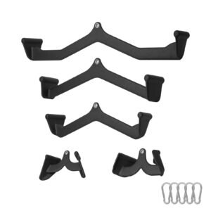 LAT Pulldown Attachments, Cable Machine Rowing T-bar V-bar 5 Set, Tricep Pull Down Bar, Back Strength Training Rubber Coated Handle Grip, Bicep Curl Tricep Lat Pulldown Bar for Home Gym Fitness