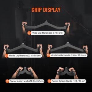 lat pulldown attachments, cable machine rowing t bar v bar 5 set, tricep pull down bar, back strength training rubber coated handle grip, bicep curl tricep lat pulldown bar for home gym fitness