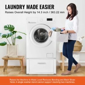 laundry pedestal 27" wide 14.4" height, washer and dryer base stand platform universal fit 660lbs capacity, heavy duty multi functional base for washing machine with drawer & rich accessories