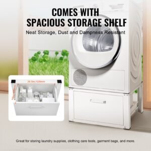 laundry pedestal 27" wide 14.4" height, washer and dryer base stand platform universal fit 660lbs capacity, heavy duty multi functional base for washing machine with drawer & rich accessories