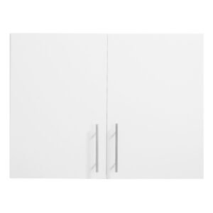 laundry room wall cabinet, 2 tier wall mounted hanging cabinet with adjustable shelf, 32 in cupboard storage with 2 doors, for bathroom, kitchen, laundry, 16 x 32 x 24 in (d x w x h), white