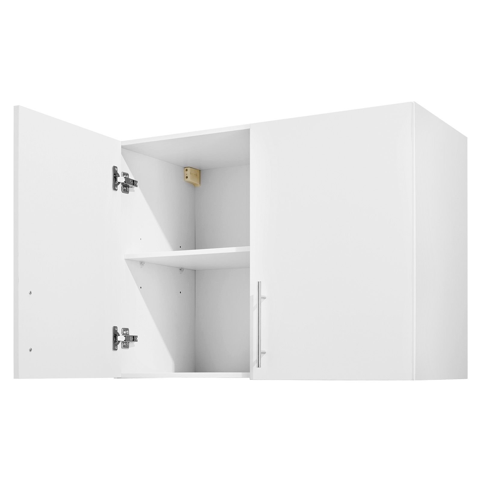 laundry room wall cabinet, 2 tier wall mounted hanging cabinet with adjustable shelf, 32 in cupboard storage with 2 doors, for bathroom, kitchen, laundry, 16 x 32 x 24 in (d x w x h), white