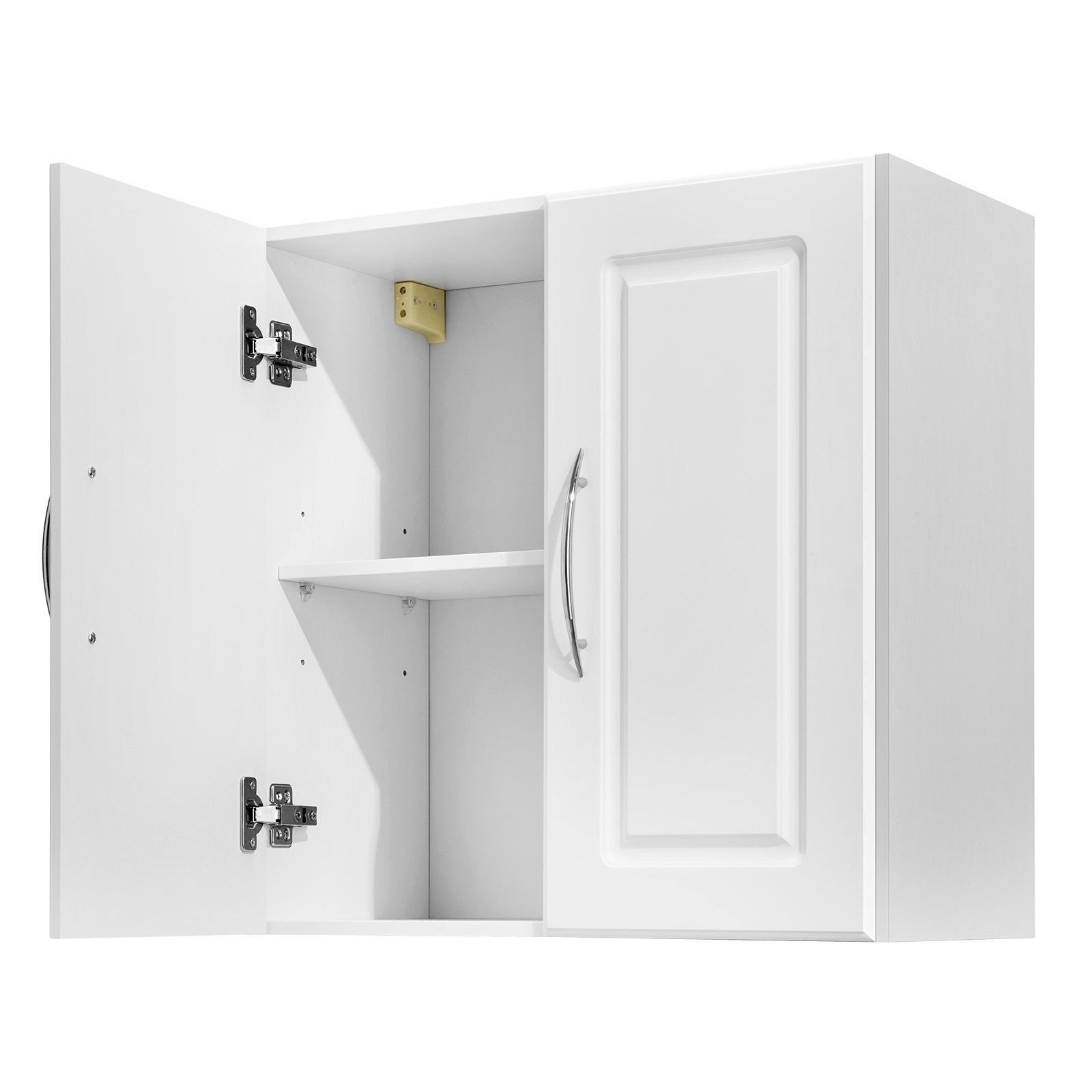 laundry room wall cabinet, 2 tier wall mounted hanging cabinet with adjustable shelf, cupboard storage with 2 doors, for kitchen, bathroom, laundry, 11.8 x 23.6 x 23.6 in (d x w x h), white