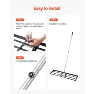 lawn leveling rake, lawn leveler with 83.9 in handle, 36x10 in ground plate, rust resistant carbon steel soil leveler, 3 heights adjustable, effort saving lawn leveling tool for yard golf court